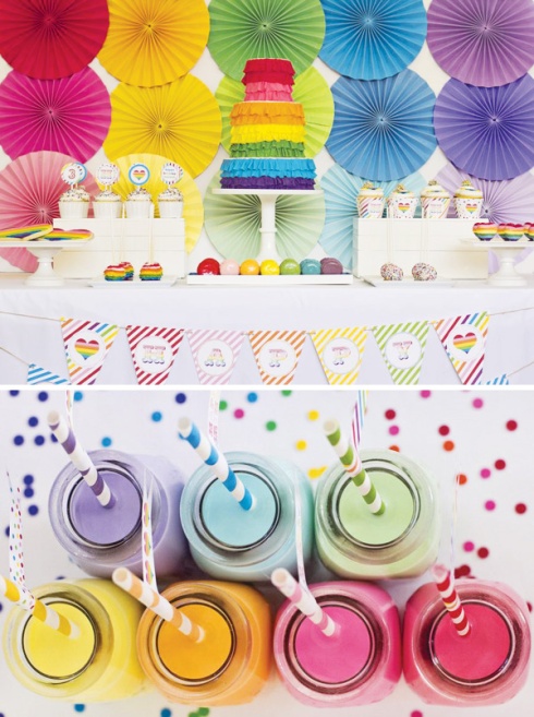rainbow-ruffle-dessert-table